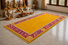 Yellow Peacock Royale Puja Mat
