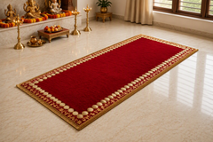 Maroon Peacock Royale Puja Mat
