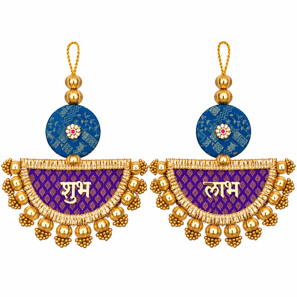 Purple Shubh Labh Beaded Door Hanging