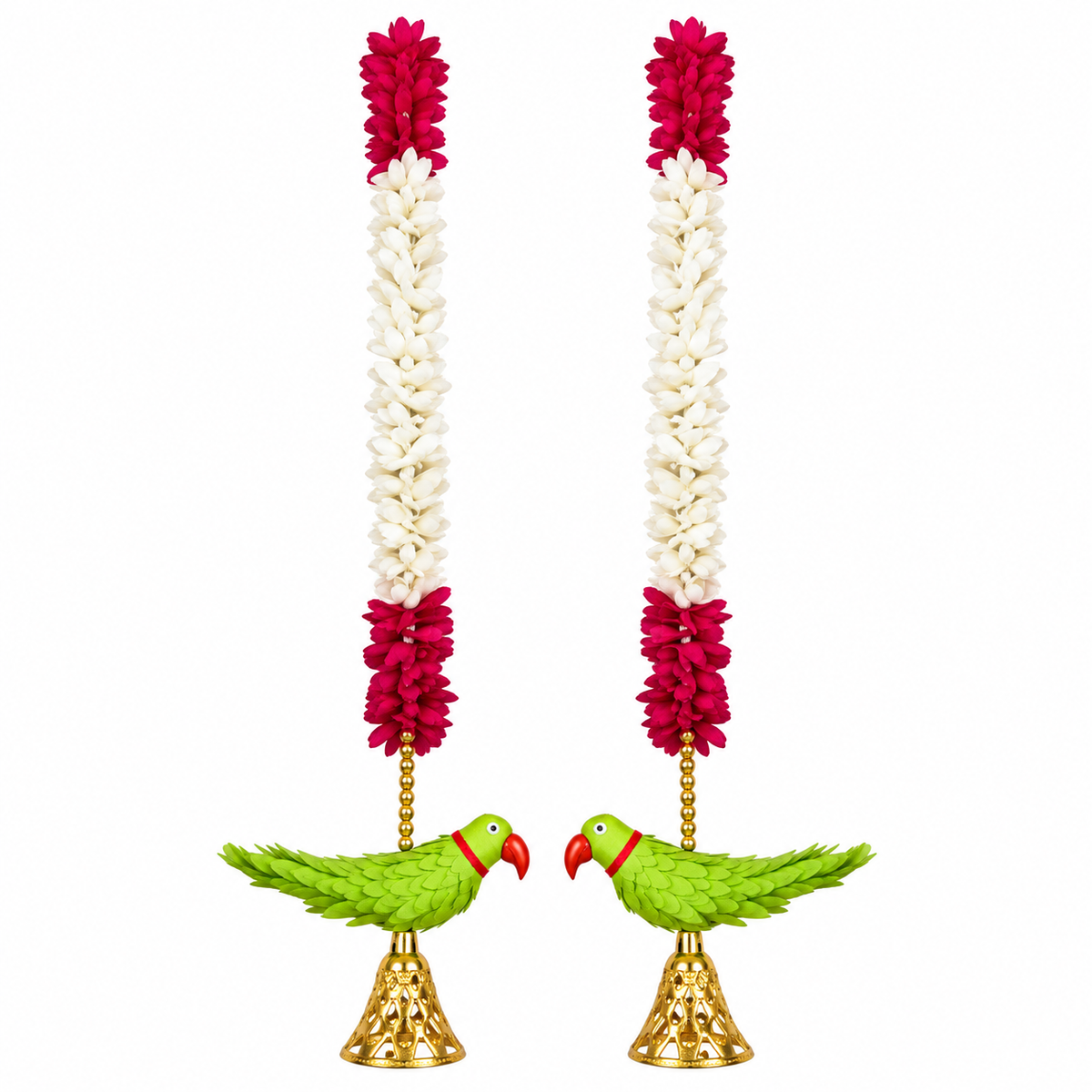 Pink Jasmine Floral Parrot Bell Door Hangings – Set of 2
