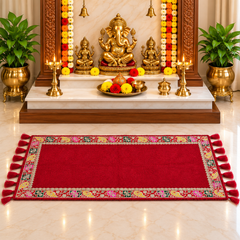 Maroon Peacock Royal Puja Mat
