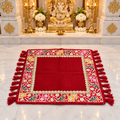 Maroon Peacock Royal Puja Mat