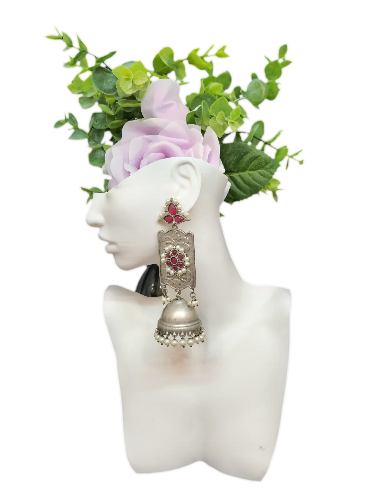 Ethnic red-stone-long  Earrings