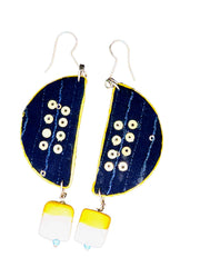 Exquisite Blue Semi Circle Earrings