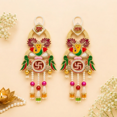 Auspicious Ganesha Lotus Hanging Décor Pair