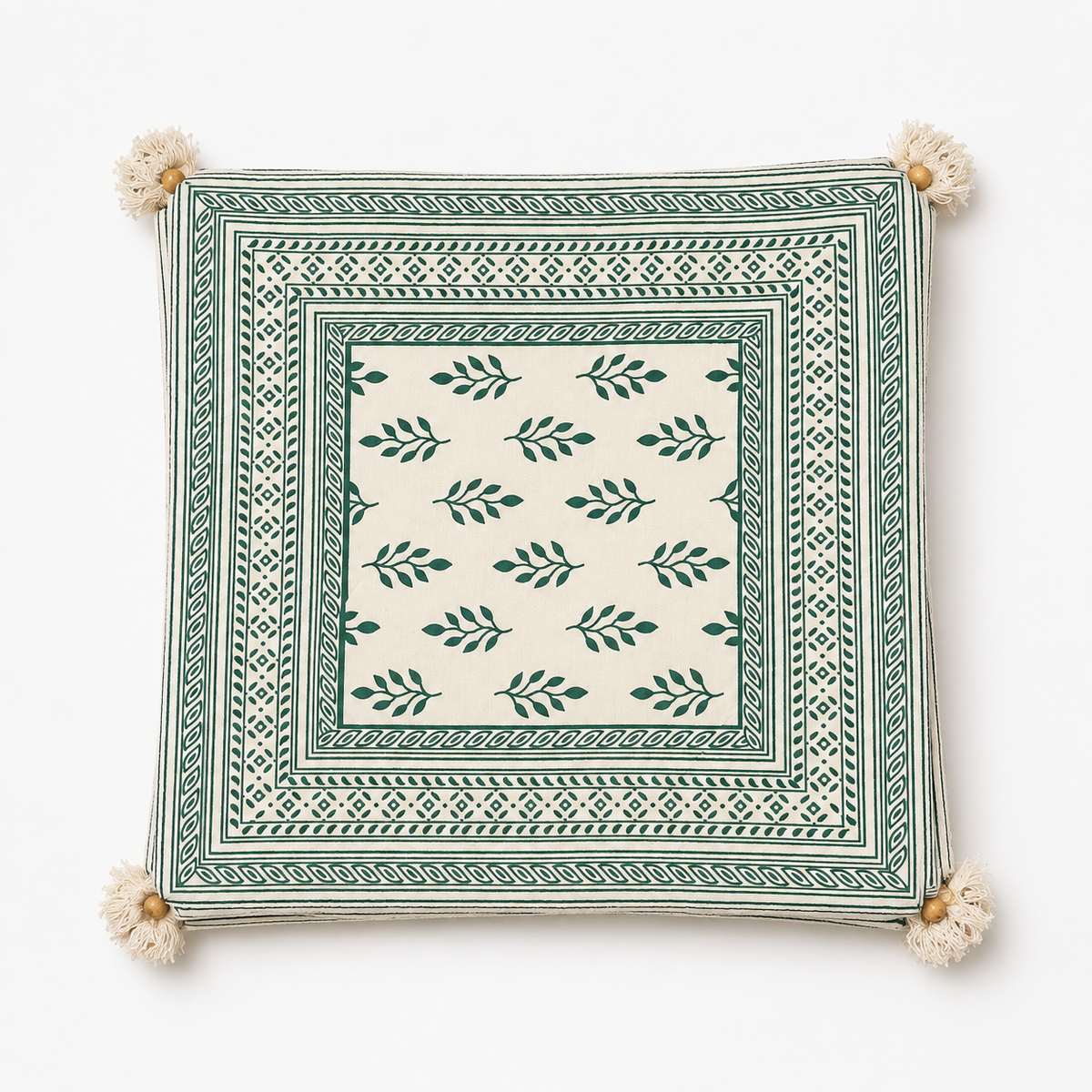Green Floral Print Cushion cover