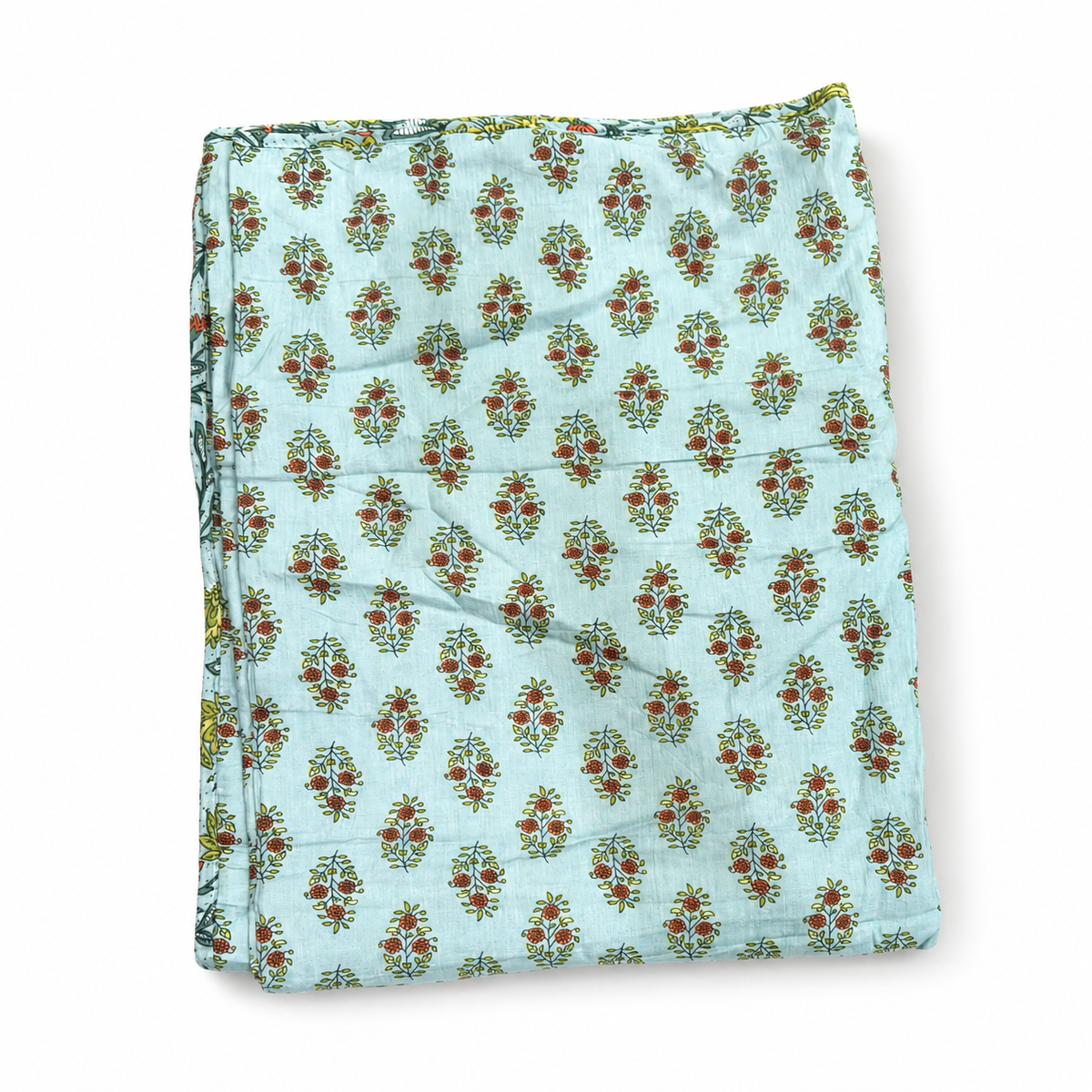 Aqua Floral Reversible Single Bed Dohar