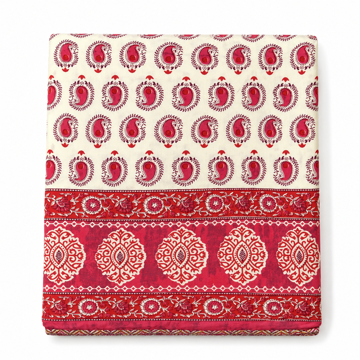 Red Paisley Block Print Double Bed Dohar