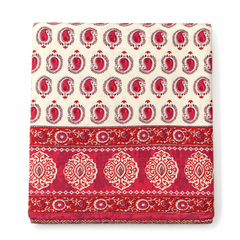 Red Paisley Block Print Double Bed Dohar