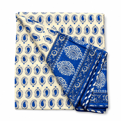 Royal Blue Paisley Block Print Double Bed Dohar
