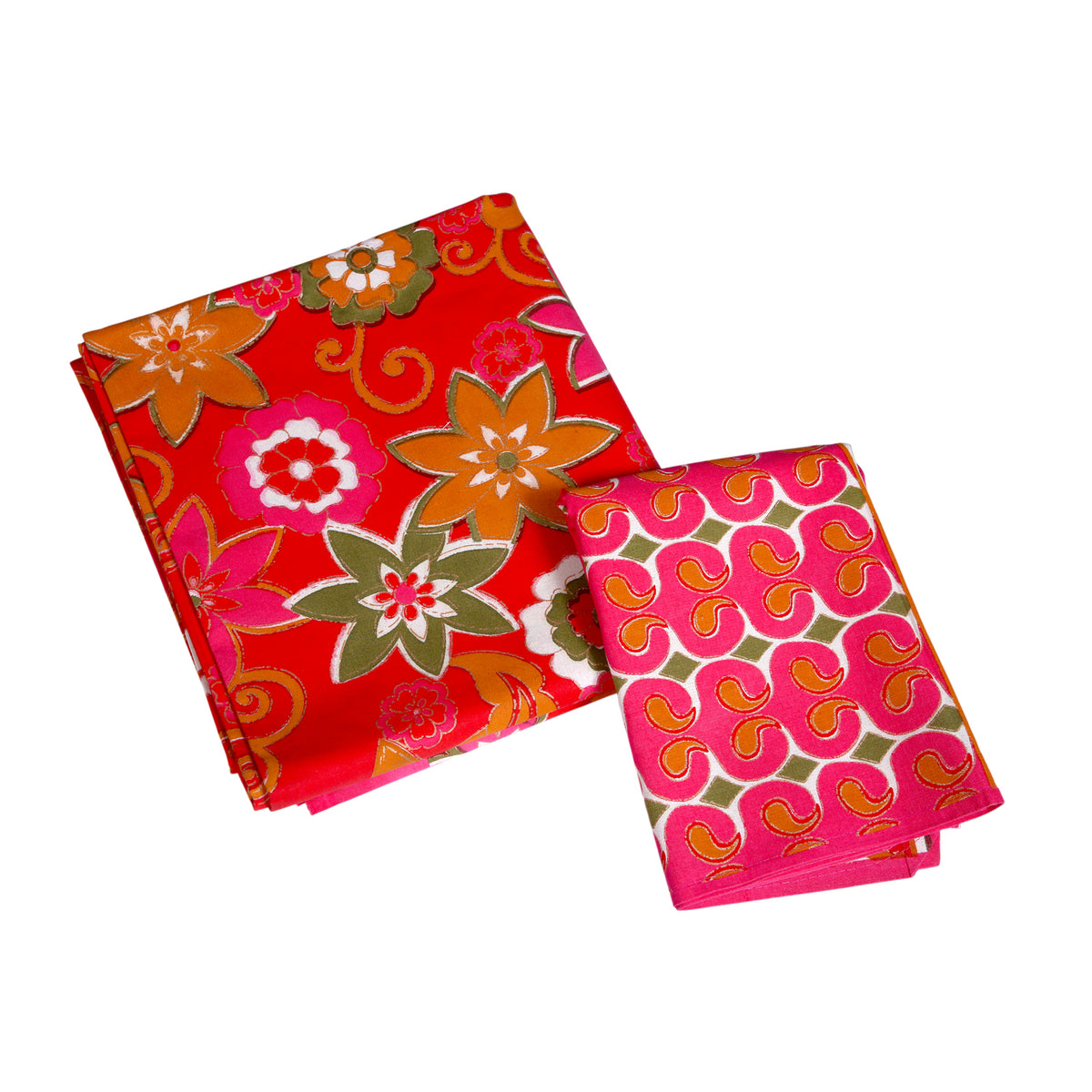 Bright Red & Pink Floral Printed Bedsheet Set
