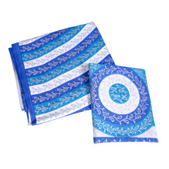 Handcrafted Cotton Bedding Set with Blue Abstract Stripe Print