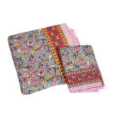 Grey Mustard Floral Cotton Double Bedsheet