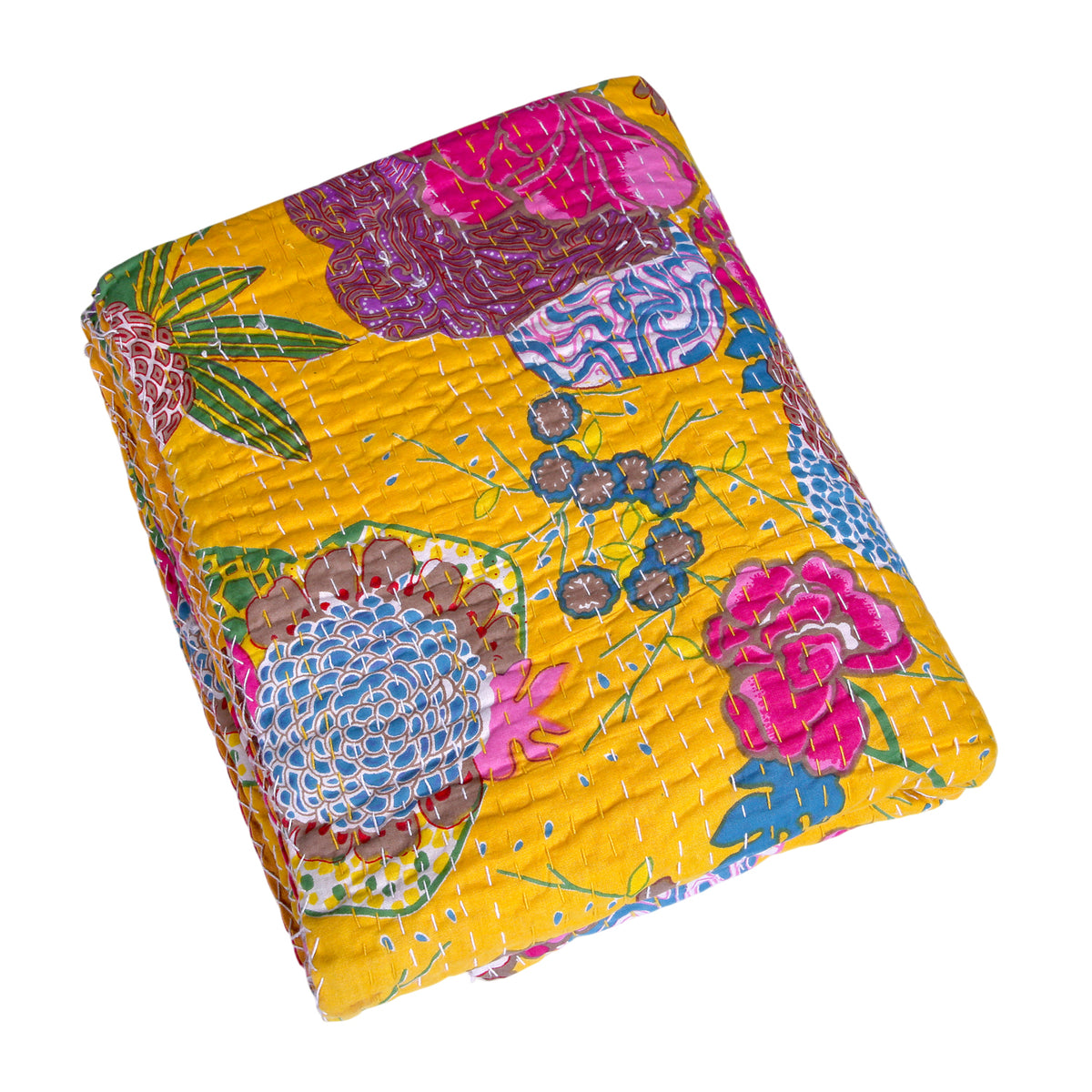 Sunshine Patchwork Kantha Double Bed Quilt