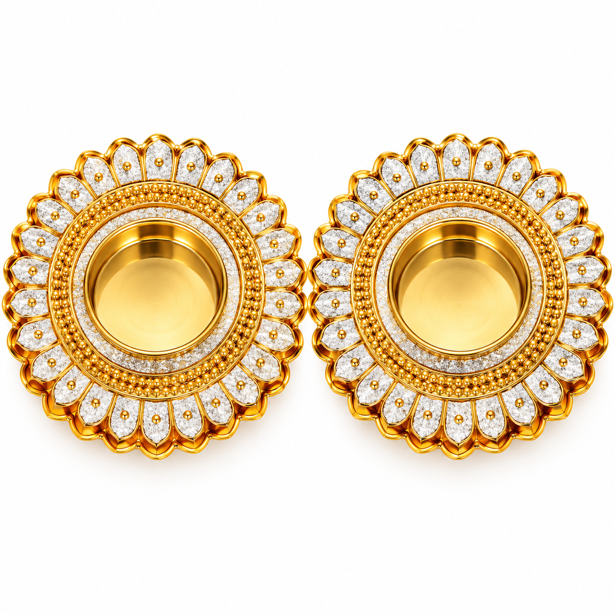 Gold & White Floral Tealight Candle Holder Set of 2