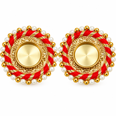 Traditional Round Gold Tealight Holder with Pearl Border – Set of 2