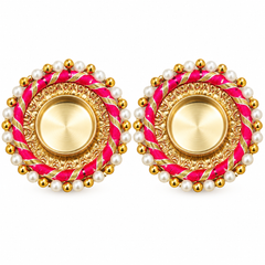 Traditional Round Gold Tealight Holder with Pearl Border – Set of 2
