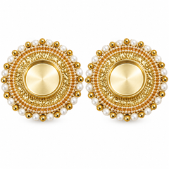 Traditional Round Gold Tealight Holder with Pearl Border – Set of 2