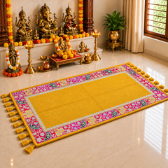 Yellow Peacock Royal Puja Mat