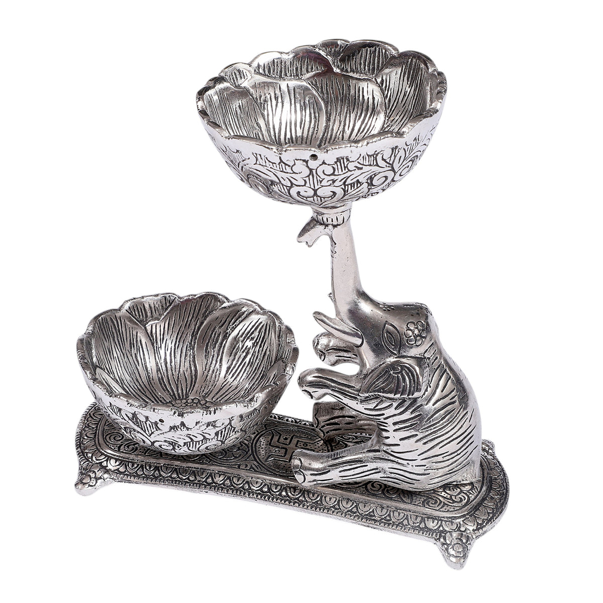German Silver Elephant Twin Bowl