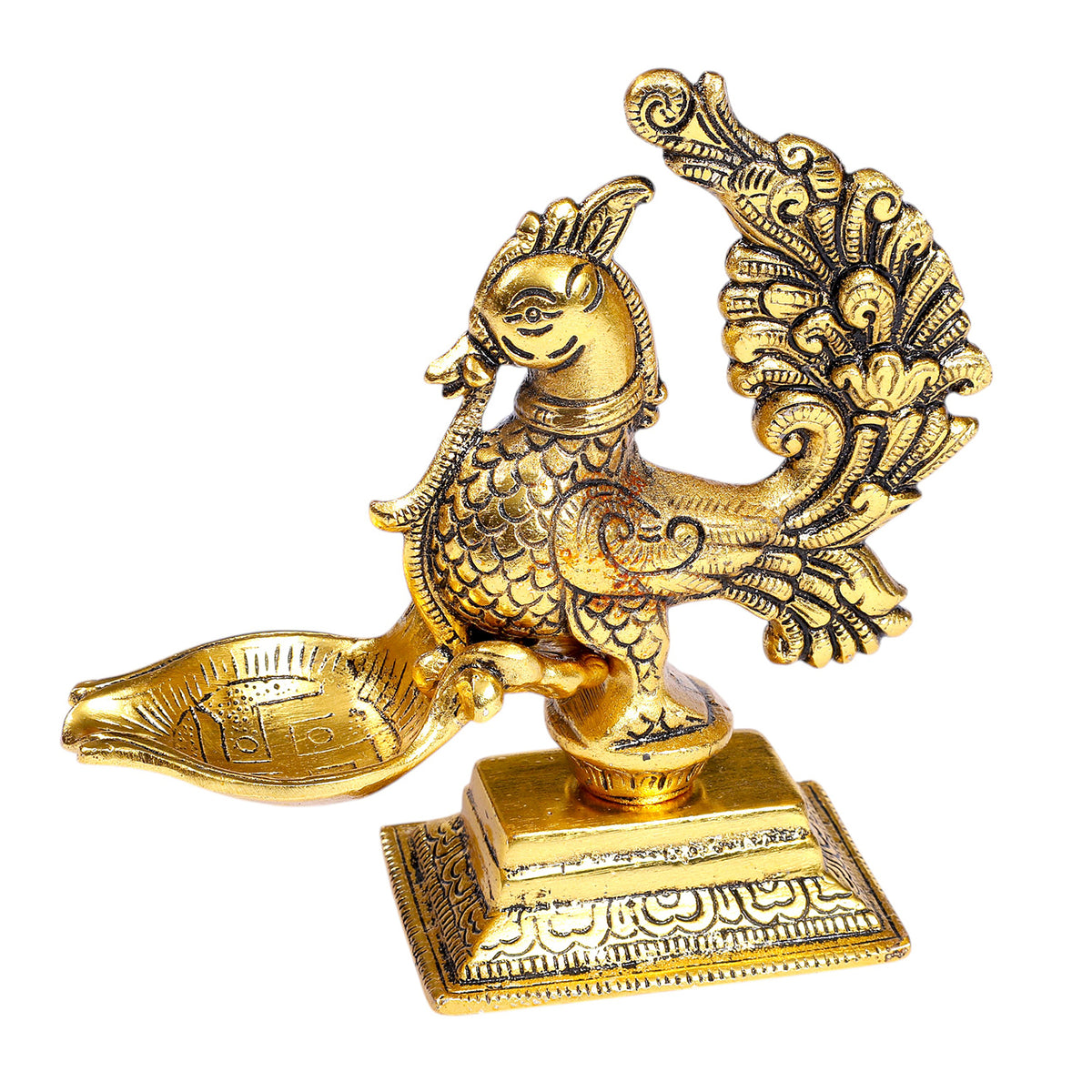 Peacock Elegance Brass Diya