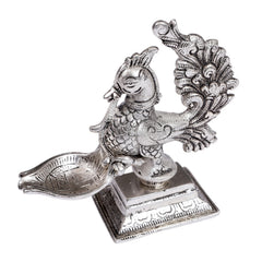 Regal Silver Peacock Diya
