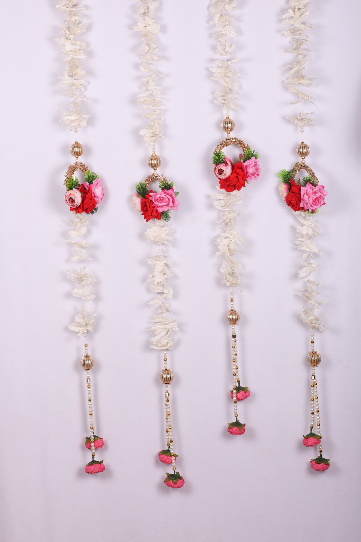 Beautiful Wall Hanging with White Flowers and Red/Pink Roses (Set of 2)