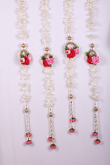 Beautiful Wall Hanging with White Flowers and Red/Pink Roses (Set of 2)