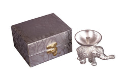 Elegant Silver Elephant Diya