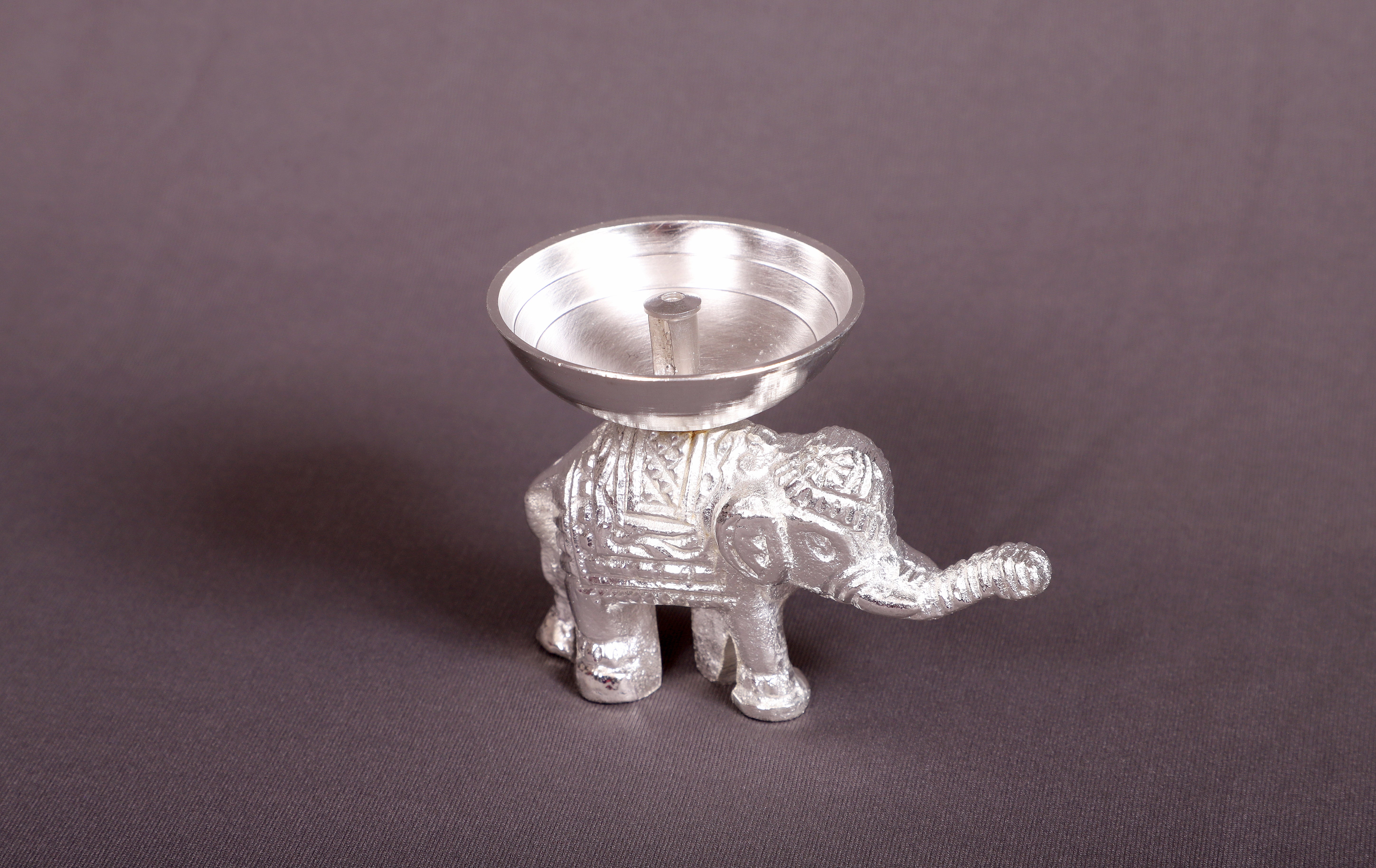 Elegant Silver Elephant Diya