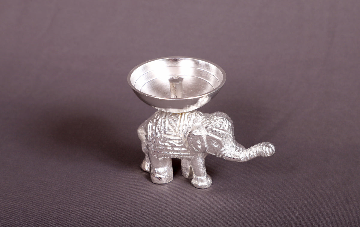 Elegant Silver Elephant Diya
