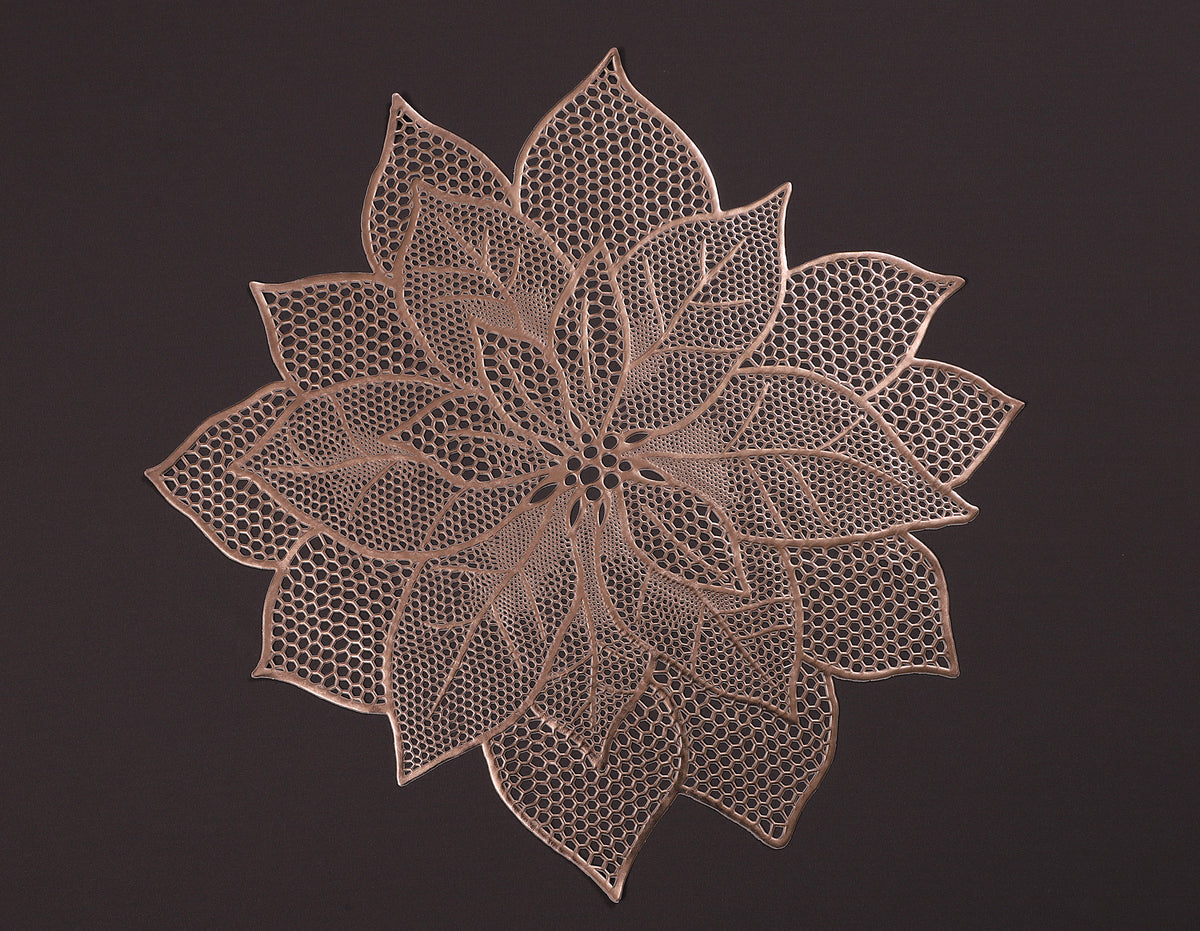 Set of 6 Rose Gold Floral Cutwork Placemat