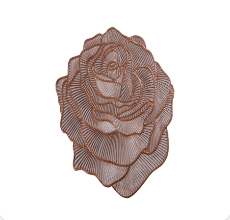 Set of 6 Rose-Shaped Table Mats - Gold