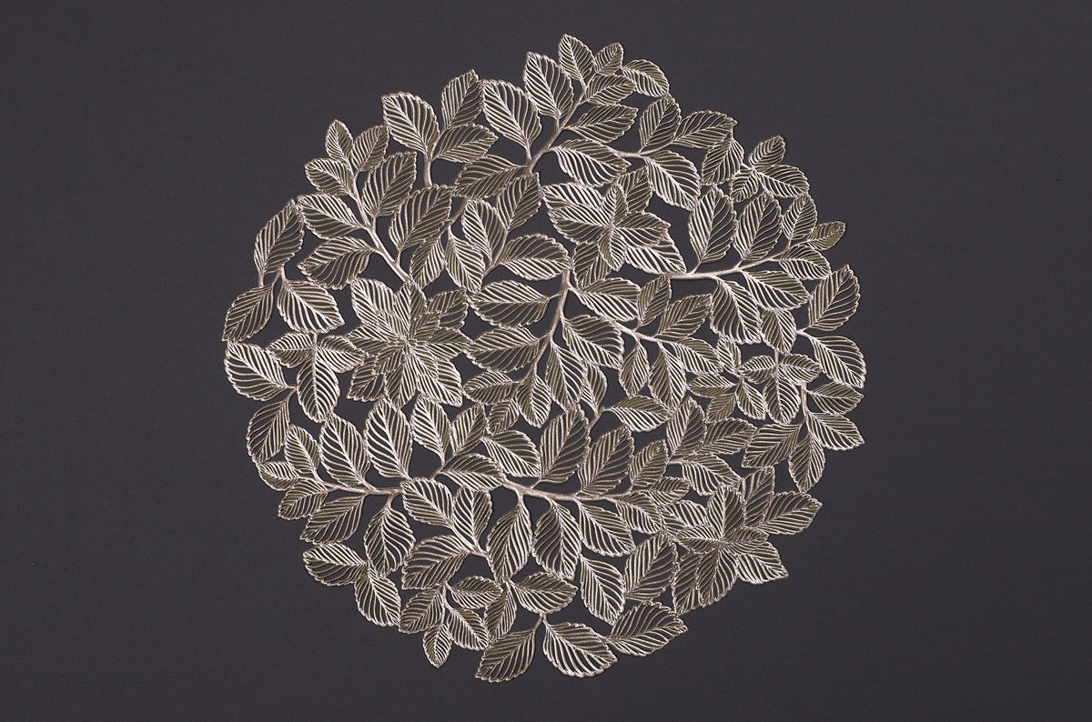 Set of 6 Elegant Leaf Cluster Table Mats – Intricate Round Placemats