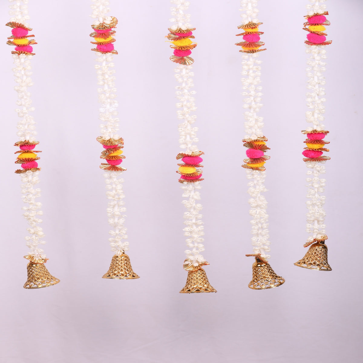 Lovely Jasmine Hanging Toran with Bells - Set of 6