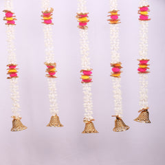 Lovely Jasmine Hanging Toran with Bells - Set of 6