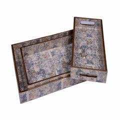 Handcrafted Antique Serving Tray Set – Elegant Antique Look Nesting Trays (Set of 3)