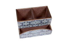 Wooden Cutlery Caddy – Elegant Blue Floral Design