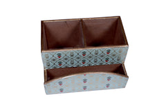 Vintage Print Wooden Cutlery Caddy – Blue with Floral Design