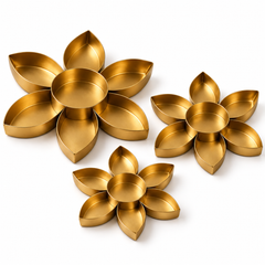 Gold Petal Tealight Holders – Set of 3