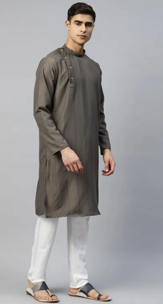 Stylish Grey Muslin Kurta Set