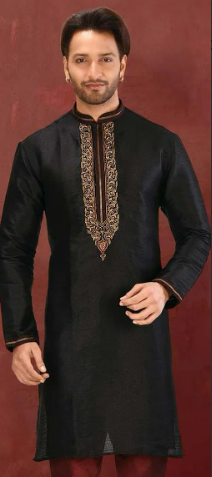 Black Jacquard Kurta only