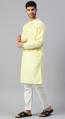 Lime Yellow Kurta with Thread work