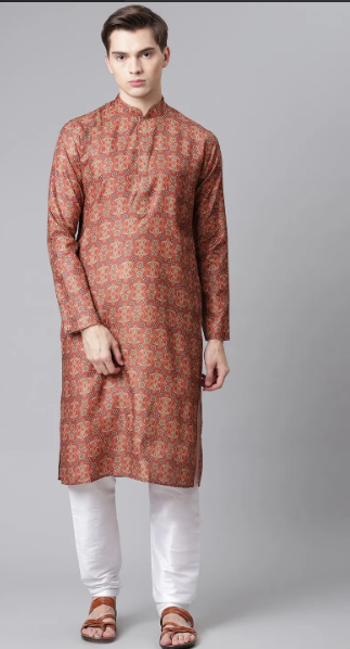 Brown Bandhani print kurta