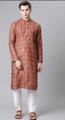 Brown Bandhani print kurta