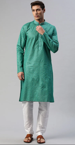 Blue Kurta with Gold design