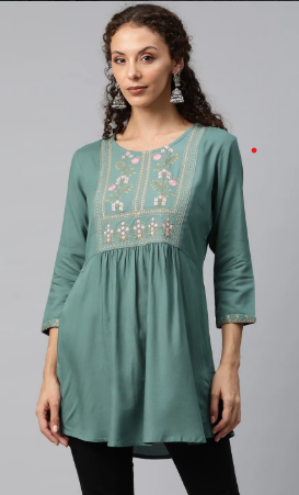 Elegant Teal Green Peplum Style Kurti