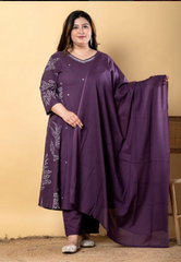 Elegant Purple Salwar Suit with mirror work