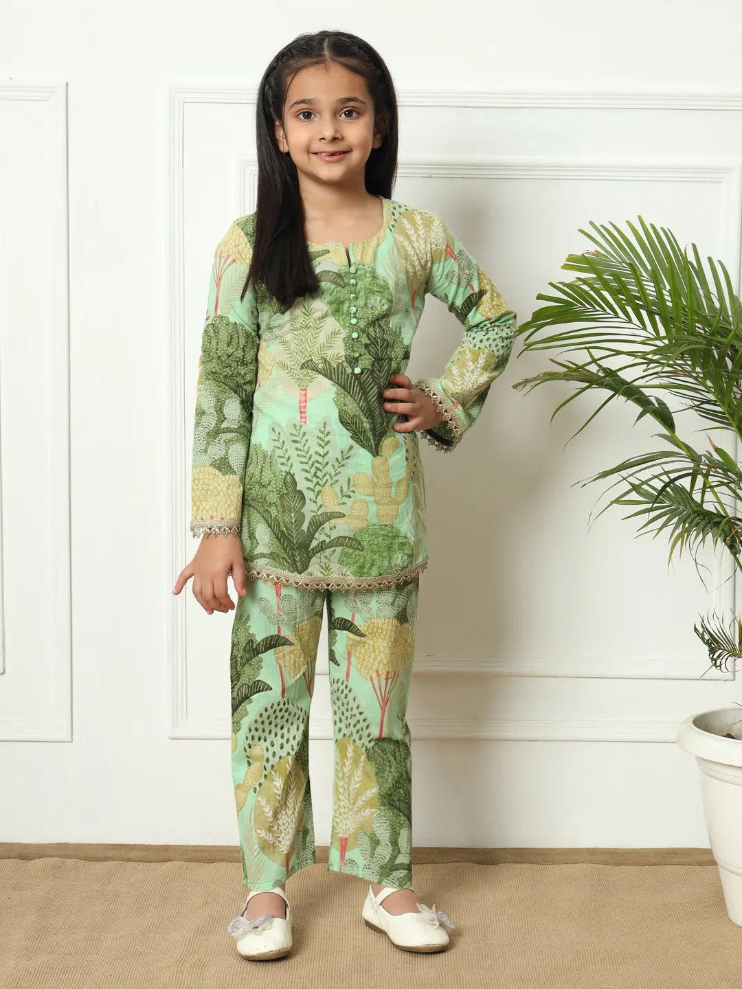 Green Salwar Kurta Set Girls