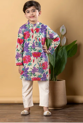 Floral Sibling Twinning Set Vibrant Kurta & Sharara Outfit for Boys and Girls